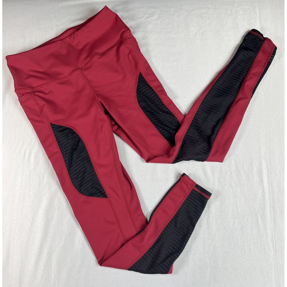 Aptitude Apparel Athletic Leggings Red Women's Size Small Comfortable Ribbed